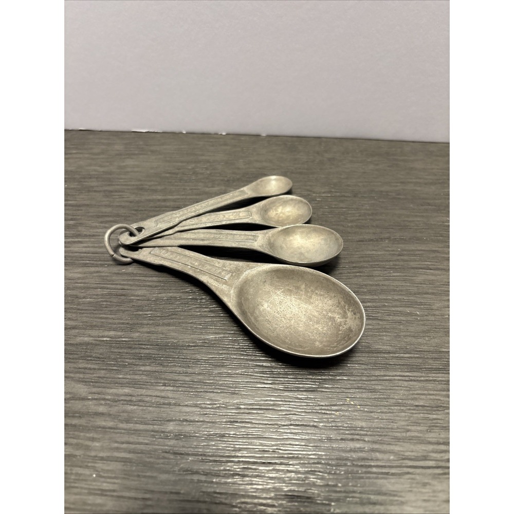 Set of 4 VTG US Standard Measuring Spoons‎ Aluminum Nesting Retro 1950's 5"